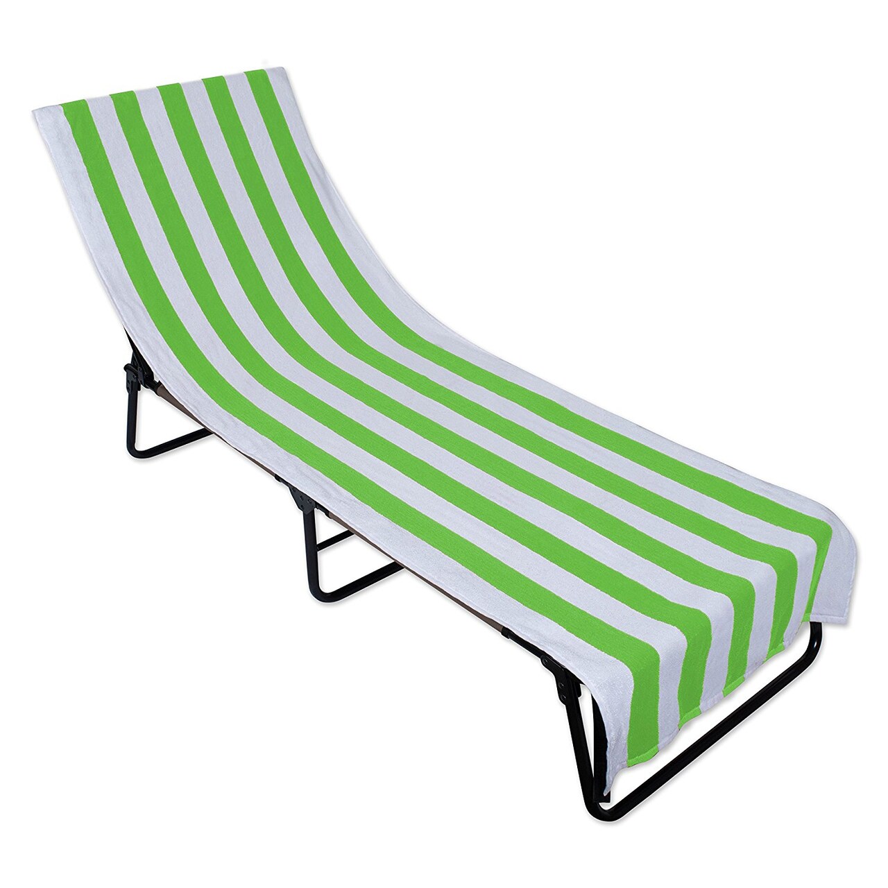 Contemporary Home Living Striped Top Fitted Pocket Beach Towel - 82" - Green and White